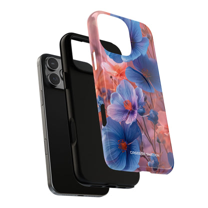 Blue Peach Blossoms - Tough + MagSafe® iPhone 16 Phone Case