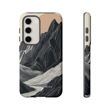 Minimalist Mountain Landscape with Flowing River Samsung S23 - Tough Phone Case