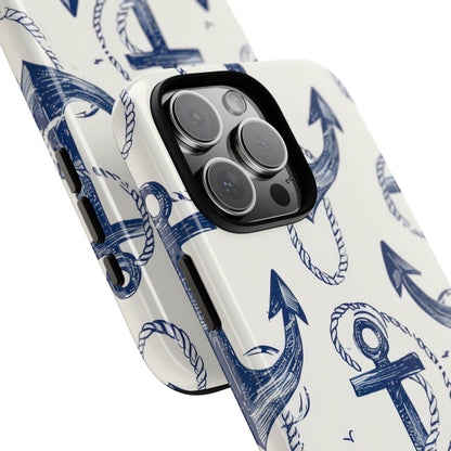 Navy Anchor Tapestry iPhone 16 - Tough