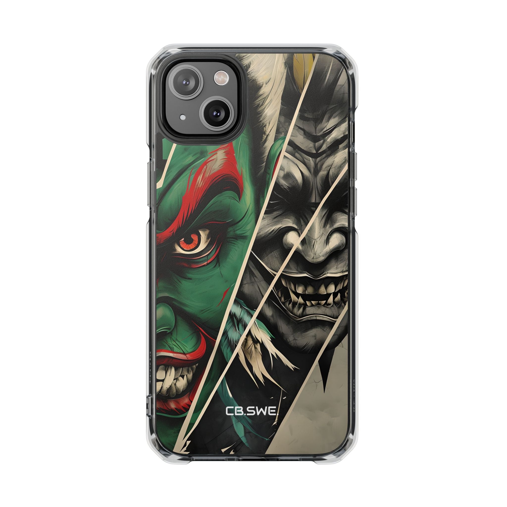 Striking Japanese Mask Art Vivid Colors iPhone 14 - Impact Clear+