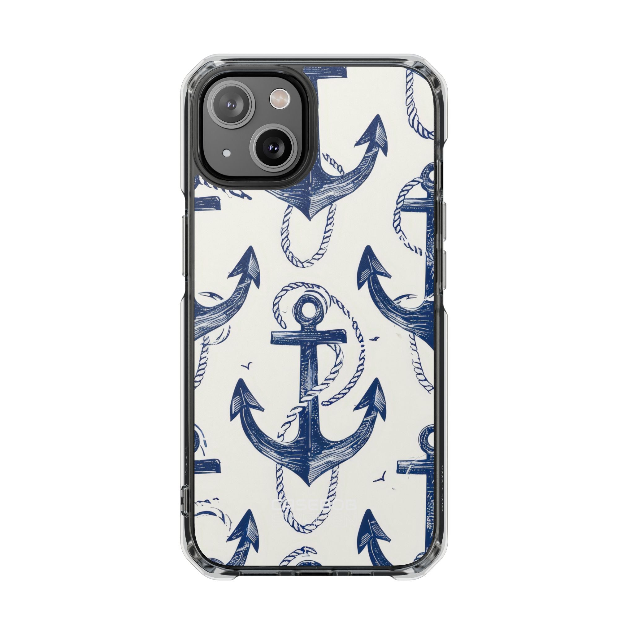 Navy Anchor Tapestry iPhone 14 - Impact Clear+