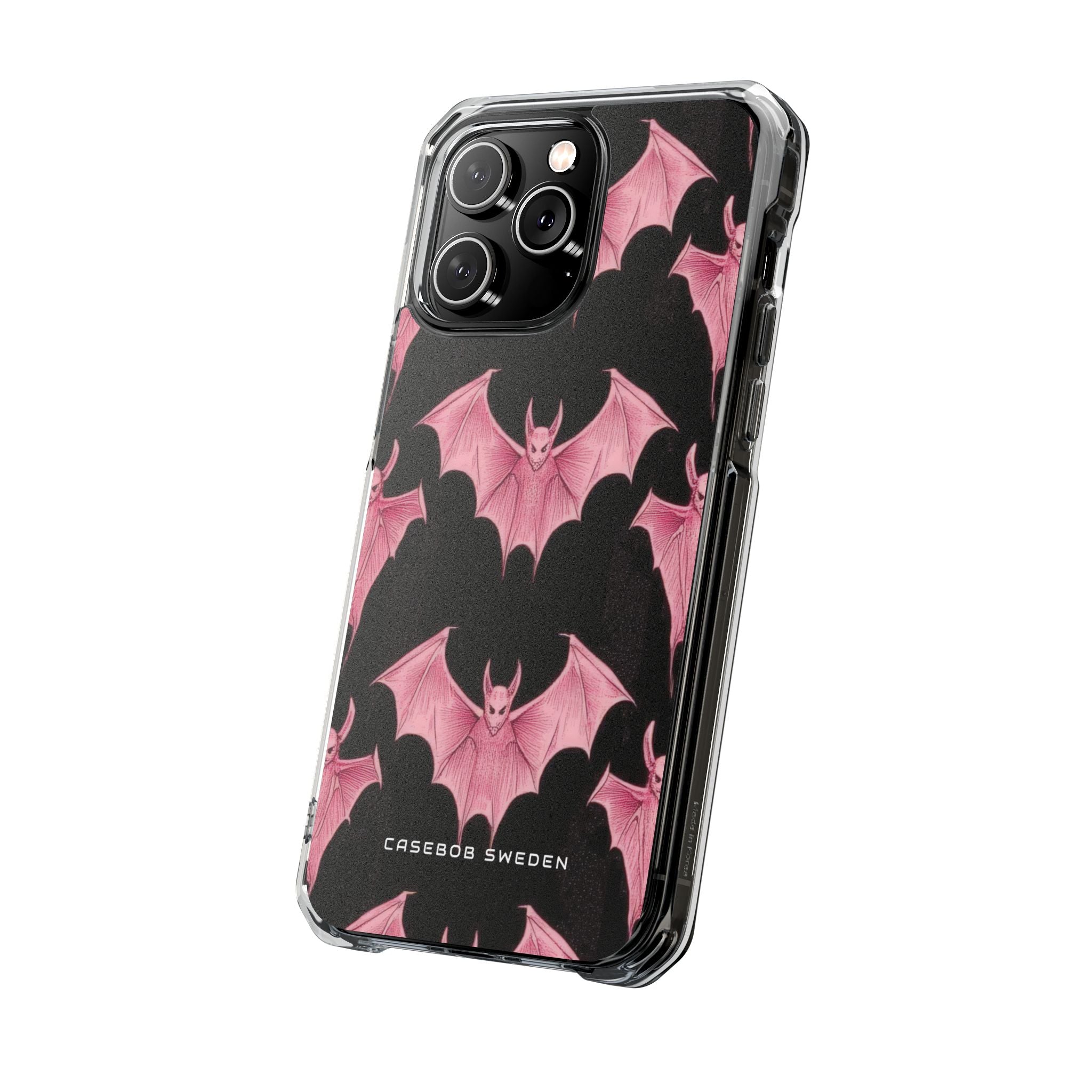 Gothic Pink Bats Aflame iPhone 14 - Transparente, stoßfeste Handyhülle