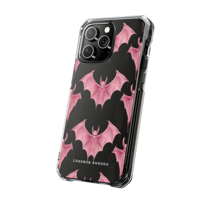 Gothic Pink Bats Aflame iPhone 14 - Clear Impact Phone Case