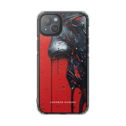 Textured Crimson Bloom iPhone 15 - Clear Impact Phone Case