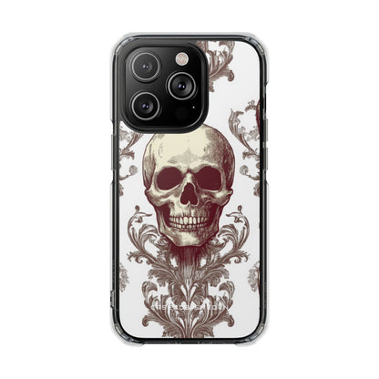 Gothic Skulls and Ornate Foliage iPhone 14 - Clear Impact Phone Case