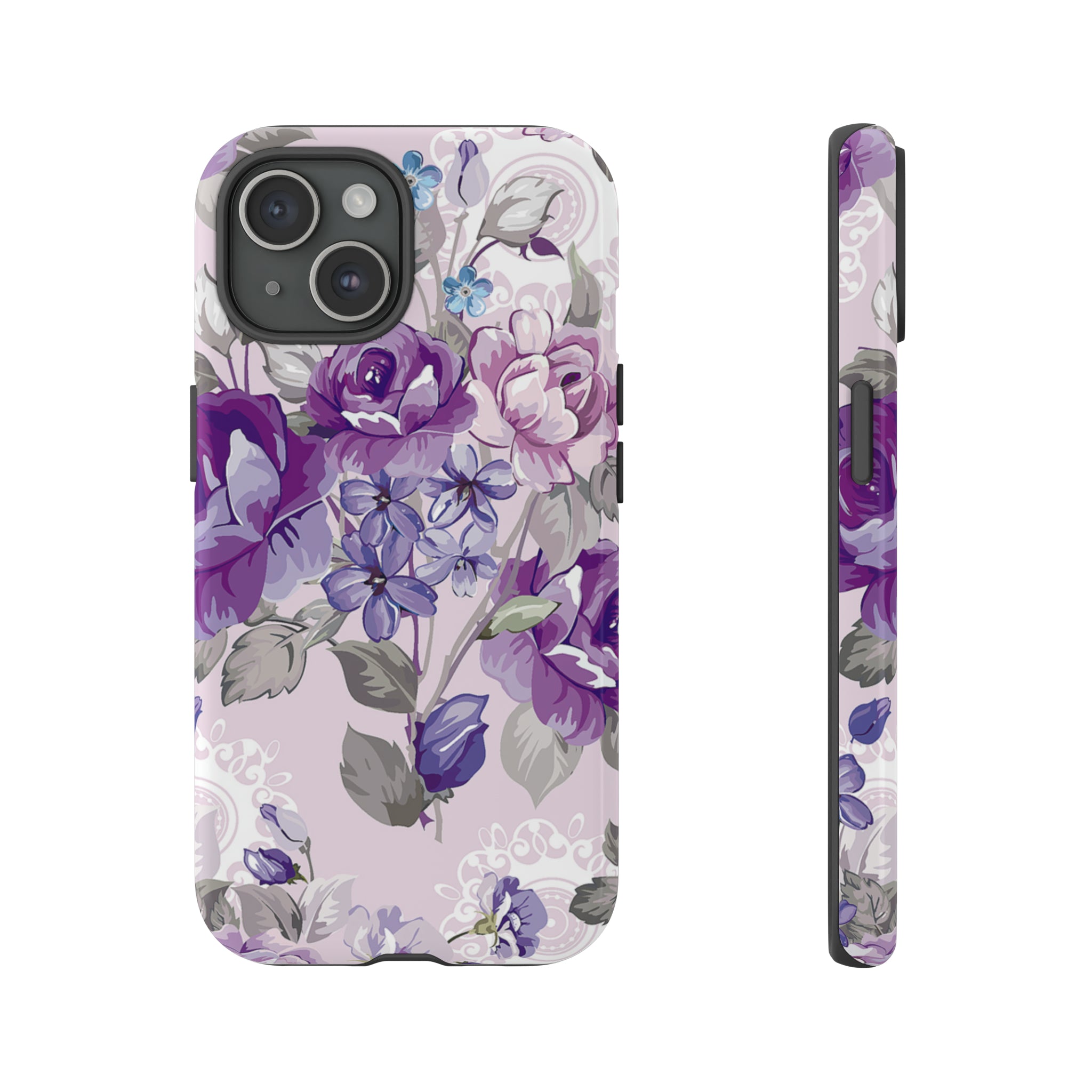 Beautiful vintage purple flower iPhone case - Protective Phone Case