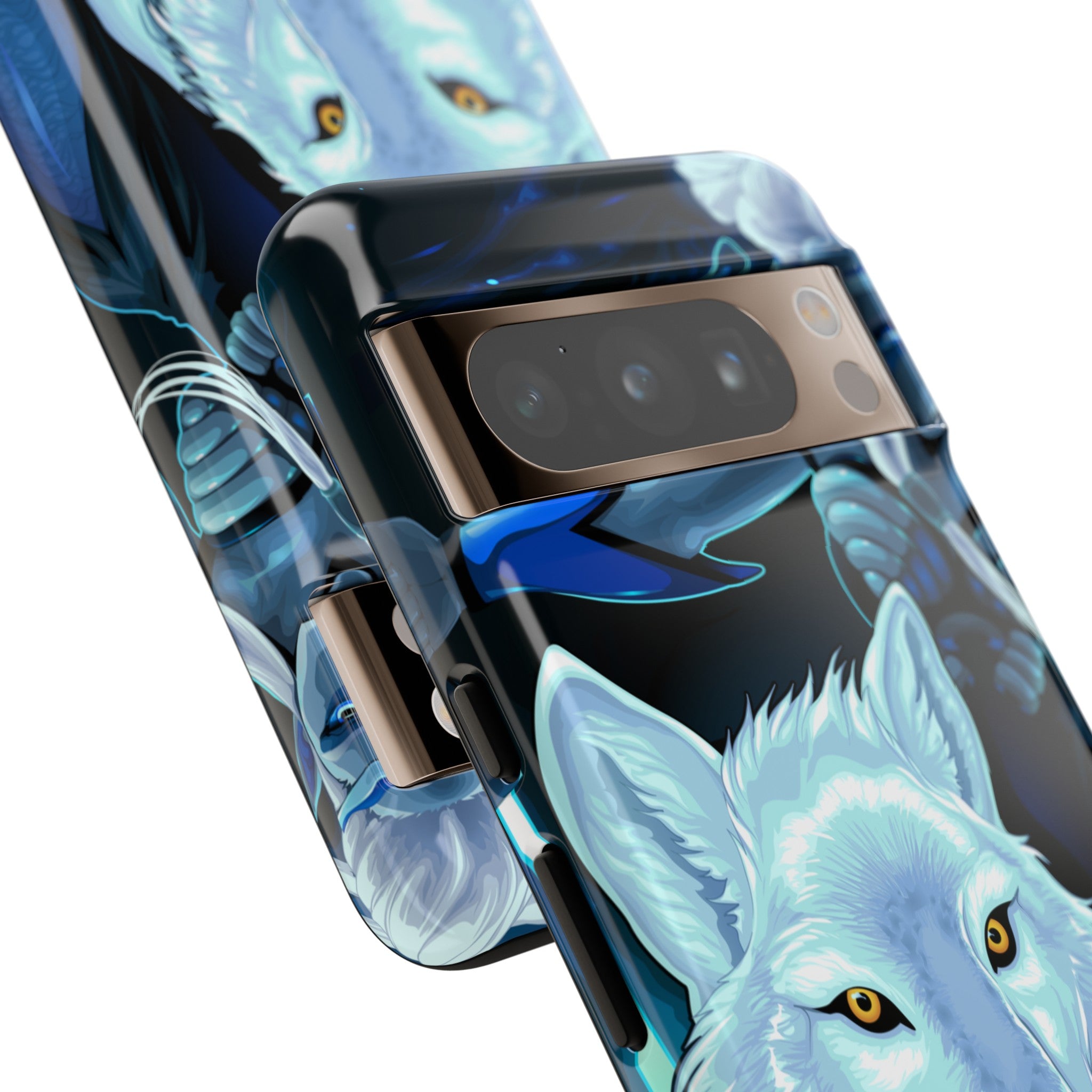 Elf with white wolf - Protective Phone Case