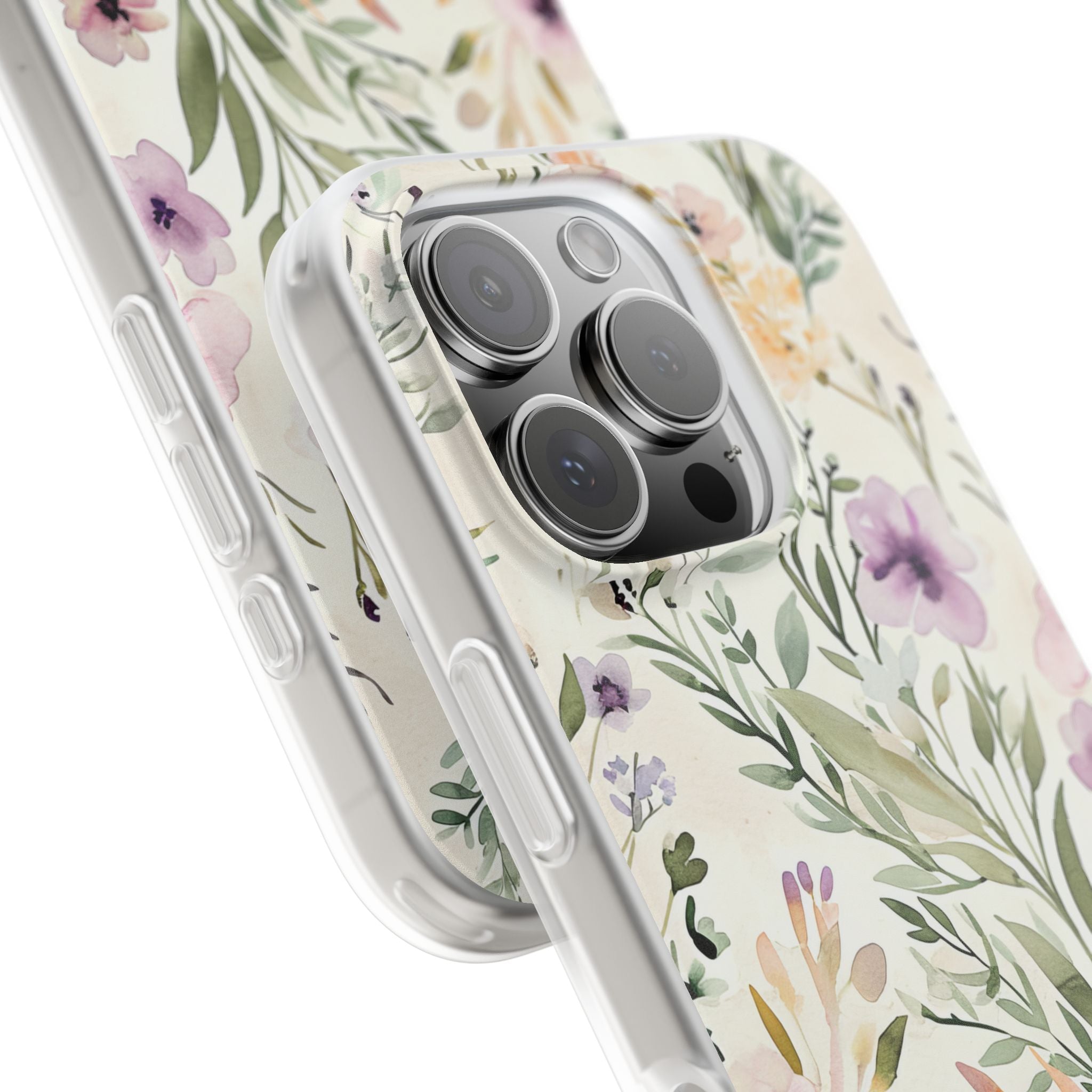 Soft Green Lavender Floral Pattern - Flexi iPhone 16 Phone Case