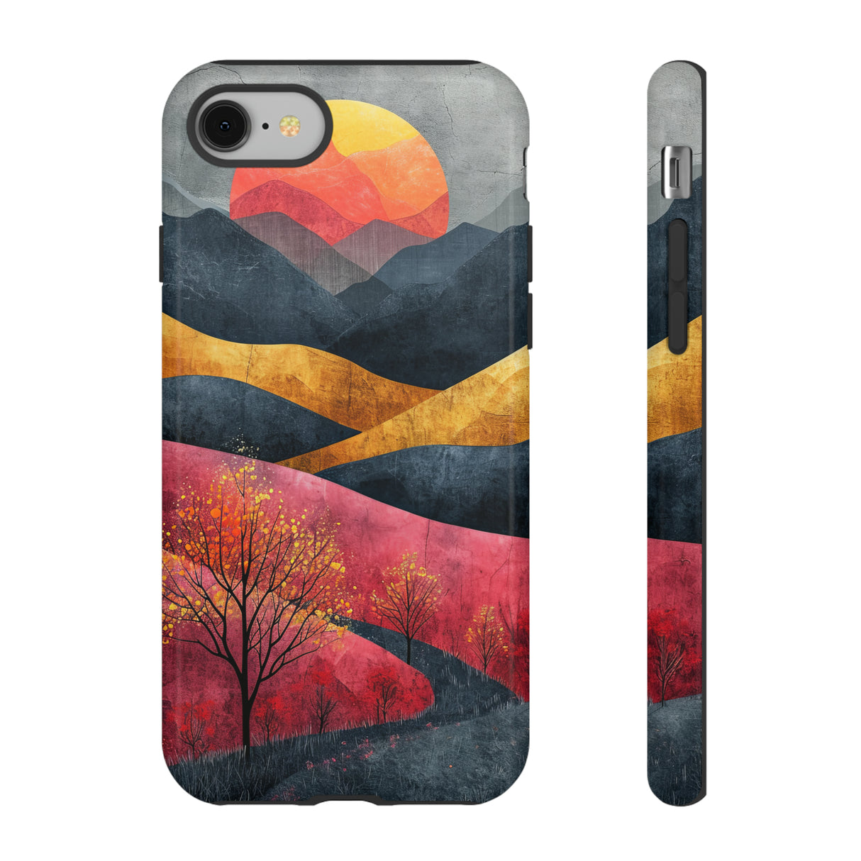 Nature's Geometry: Bright Sunset Mountain - Protective Phone Case