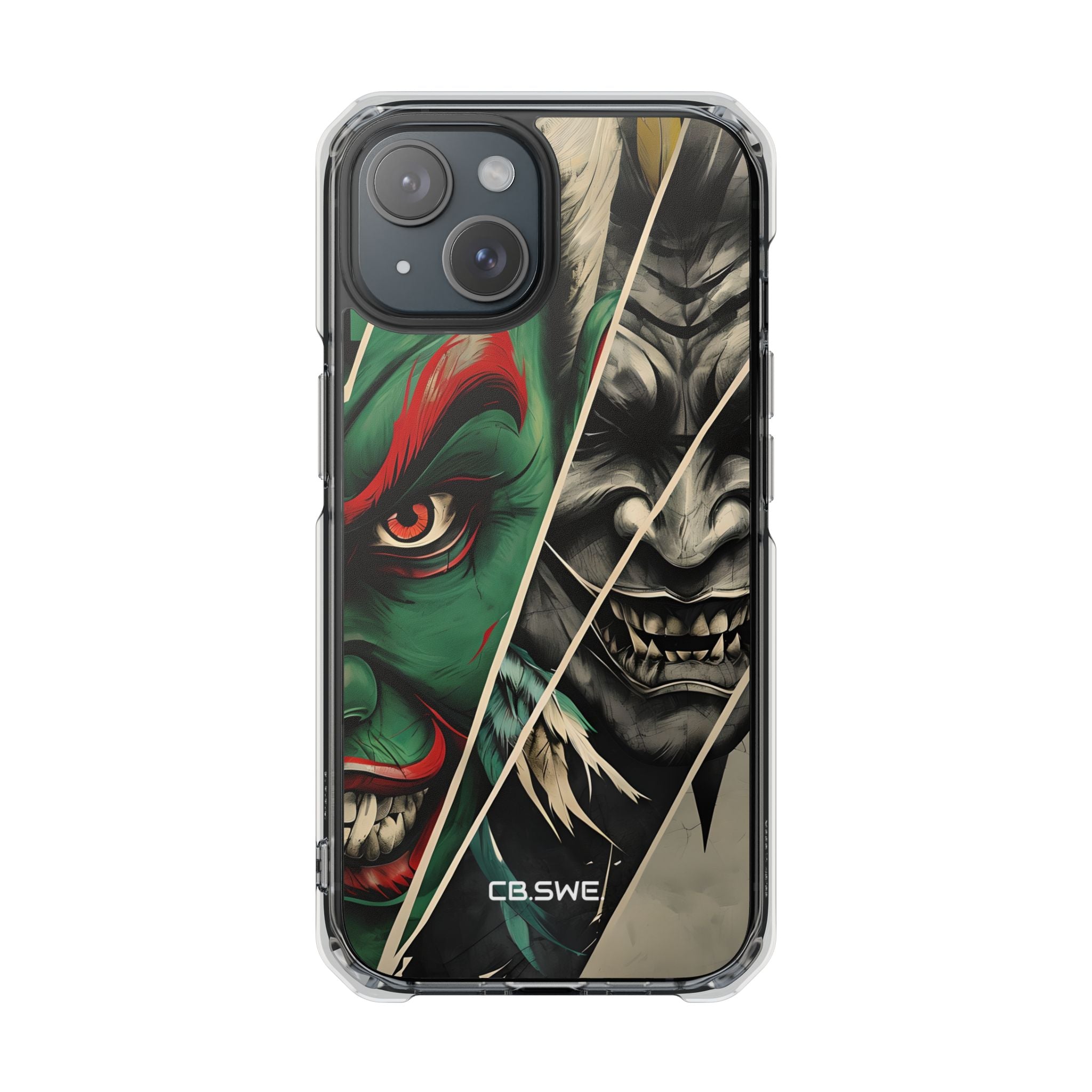 Striking Japanese Mask Art Vivid Colors iPhone 15 - Impact Clear+