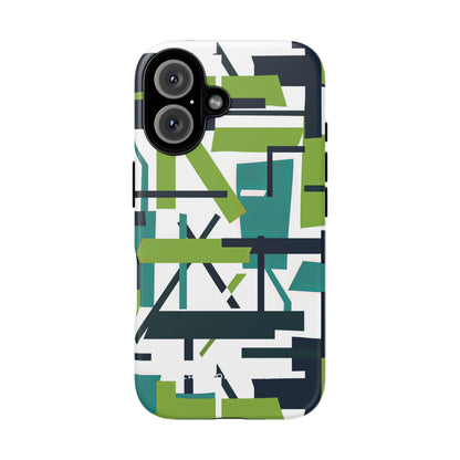 Green Geometry Glide iPhone 16 - Tough Phone Case