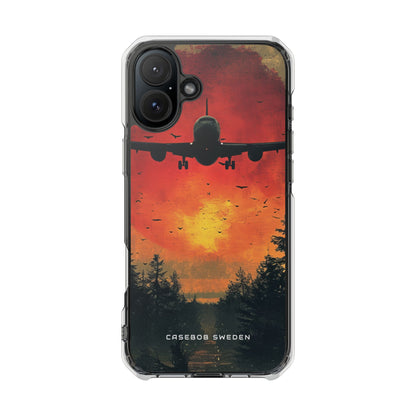 Vintage Sunset Airplane Silhouette iPhone 16 - Clear Impact Phone Case