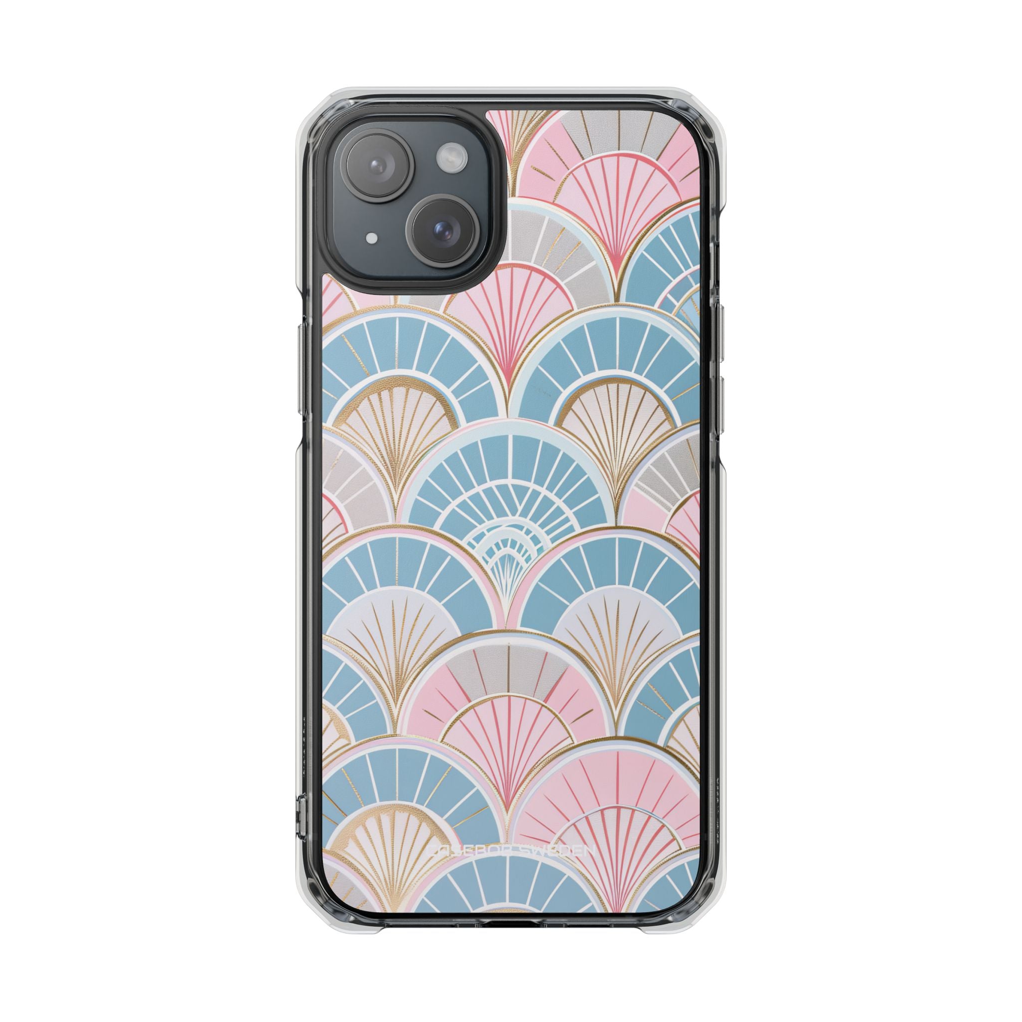 Art Deco Pastel Fan Pattern - Clear Impact iPhone 15 Phone Case