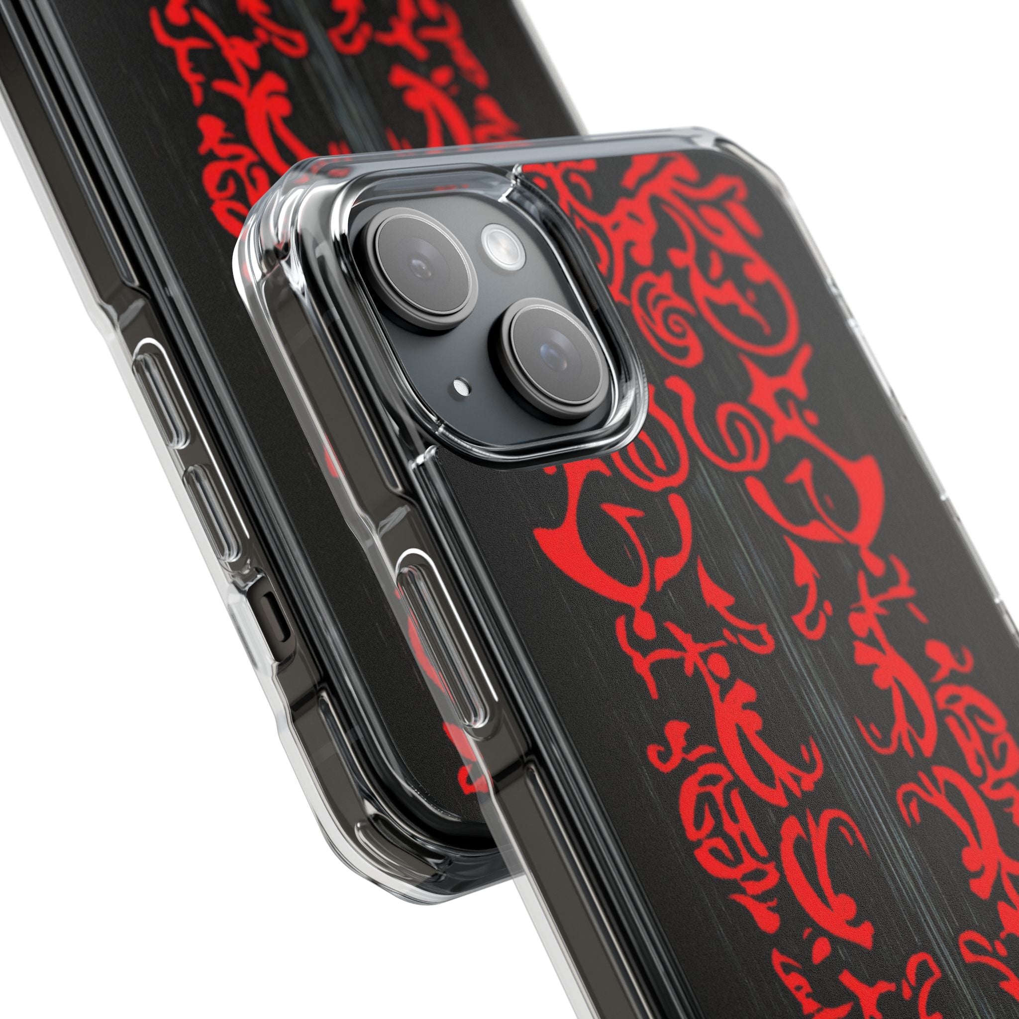 Gothic Crimson Symmetry iPhone 15 - Clear Impact Phone Case