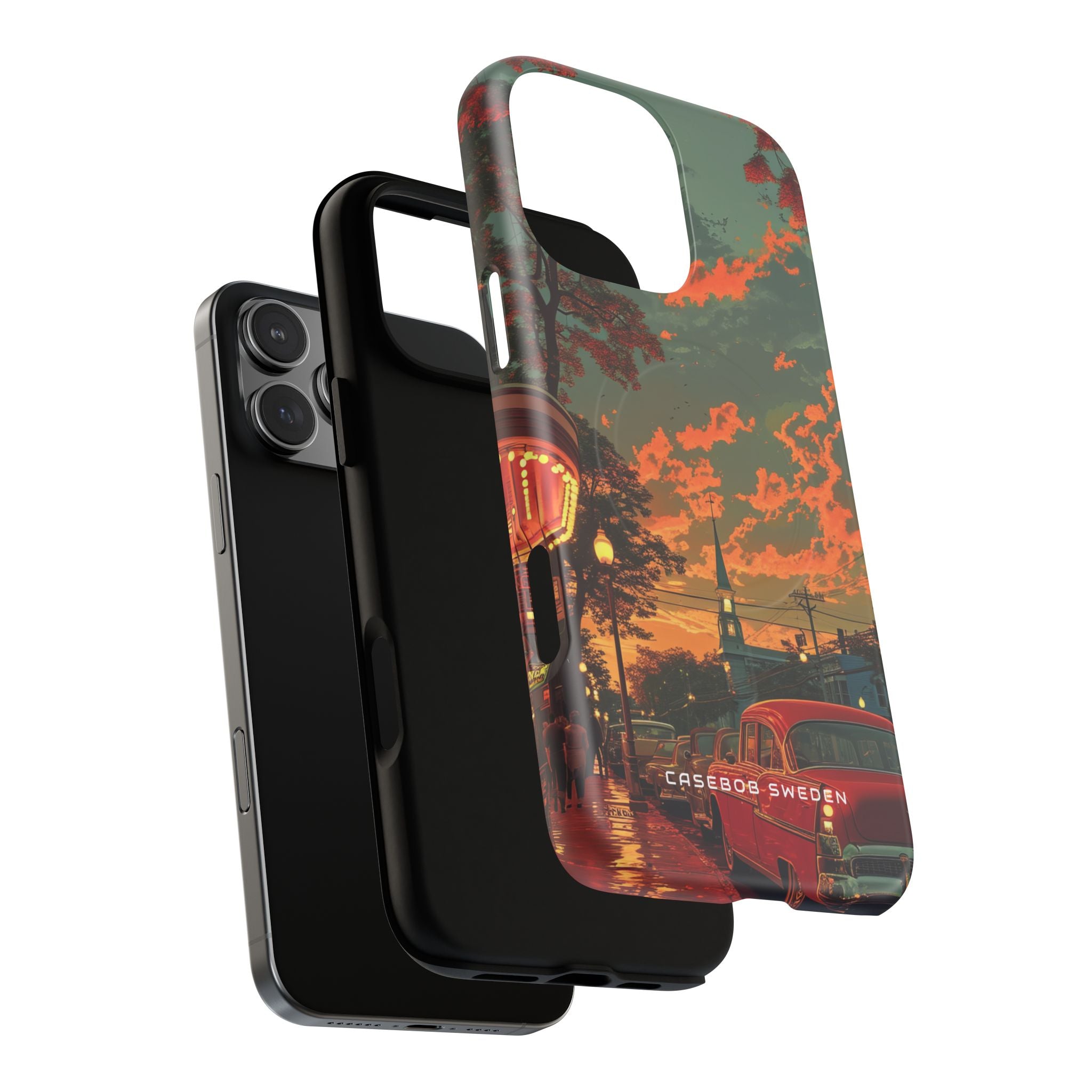 Mid-Century Nostalgia Streetscape iPhone 16 | Tough+ Phone Case