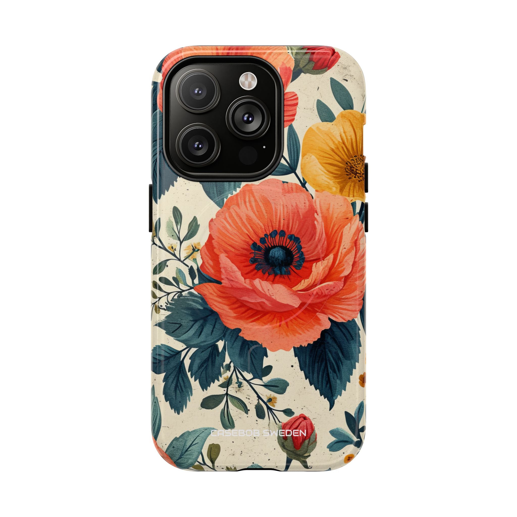 Vibrant Botanical Poppies - Tough + MagSafe® iPhone 14 Phone Case