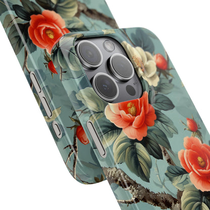 Vintage Floral Romance iPhone 15 - Schlanke Handyhülle