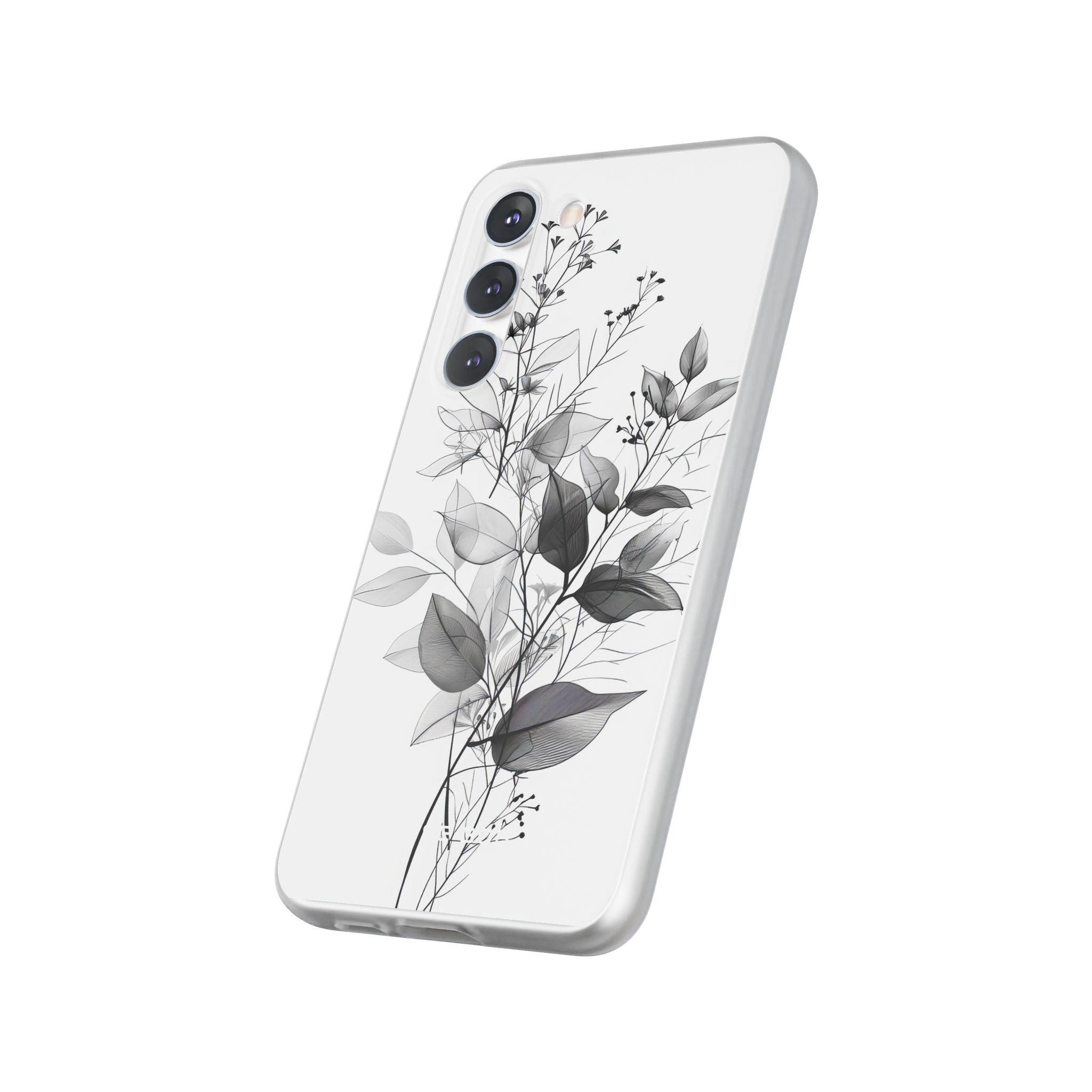 Veined Leaves Gray Samsung S23 Plus Case - Soft