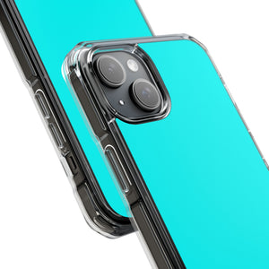 Cyan-Blau | Handyhülle für iPhone (Clear Impact Case – magnetisch) 