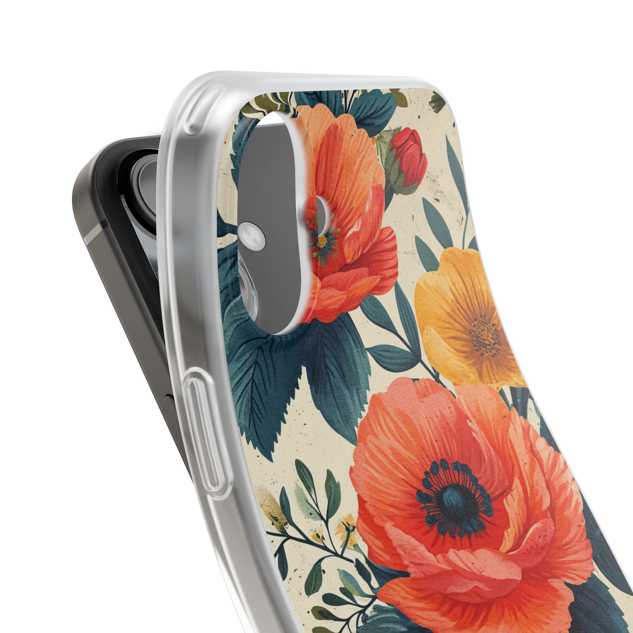 Vibrant Botanical Poppies - Flexi iPhone 16 Phone Case