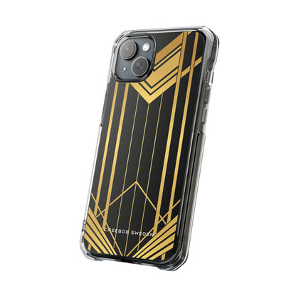 "Golden Art Deco Symmetry in Geometric Elegance" iPhone 15 - Clear Impact Phone Case