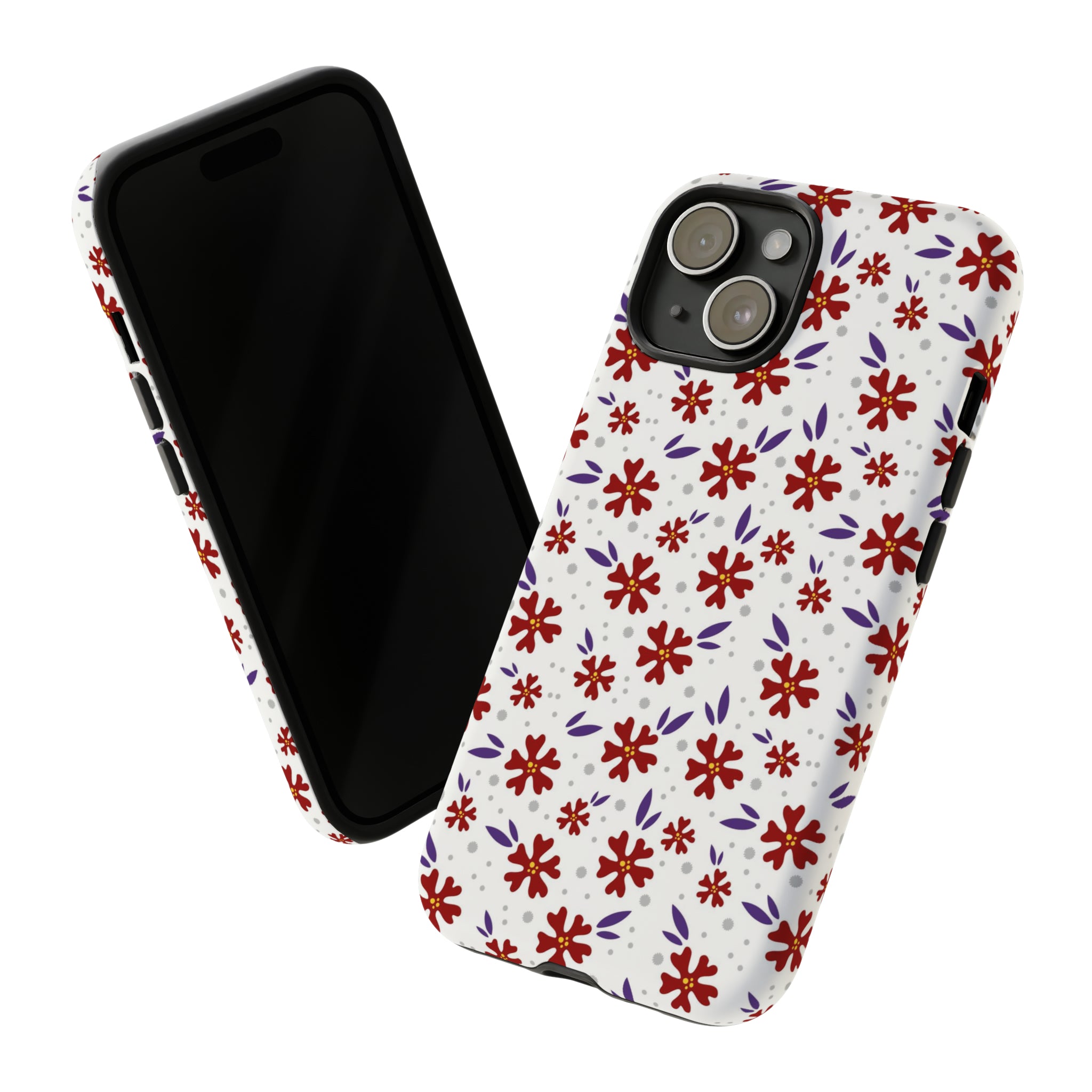 Red Flower Pattern - Protective Phone Case