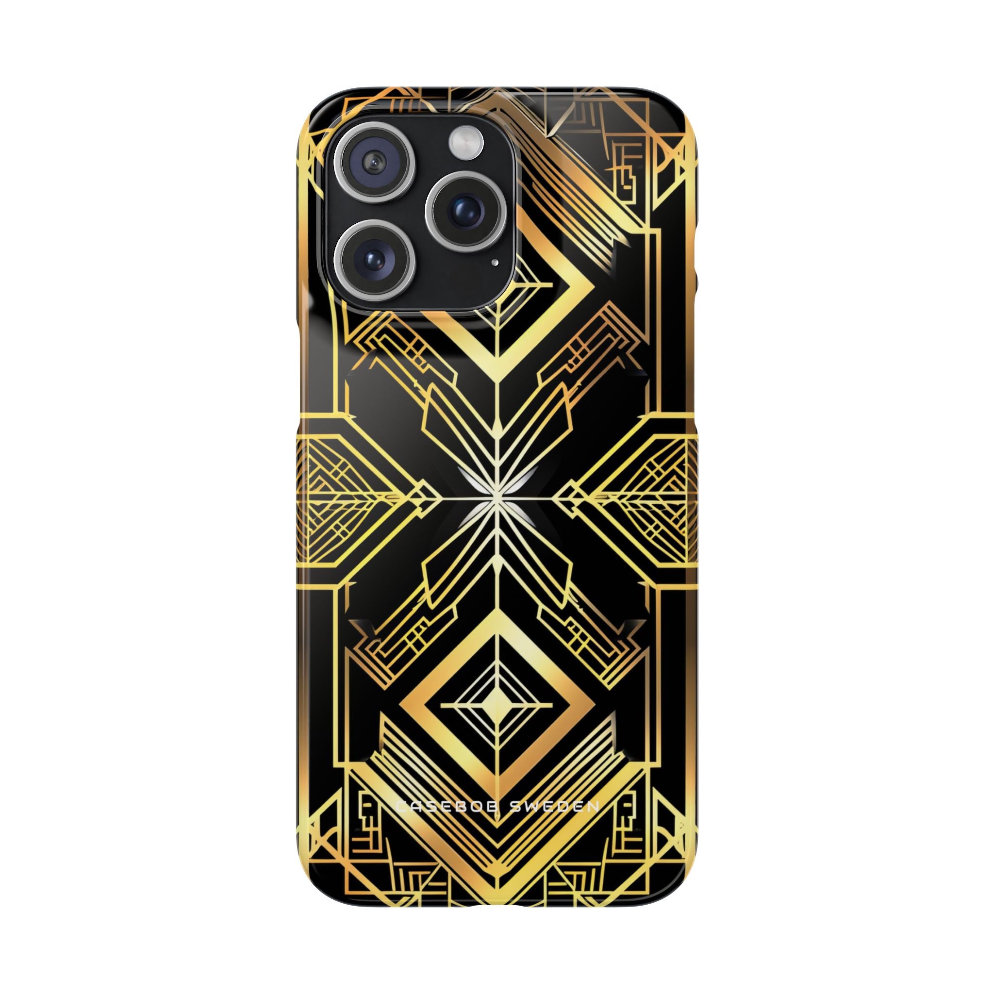 Golden Geometric Opulence iPhone 15 - Slim Phone Case