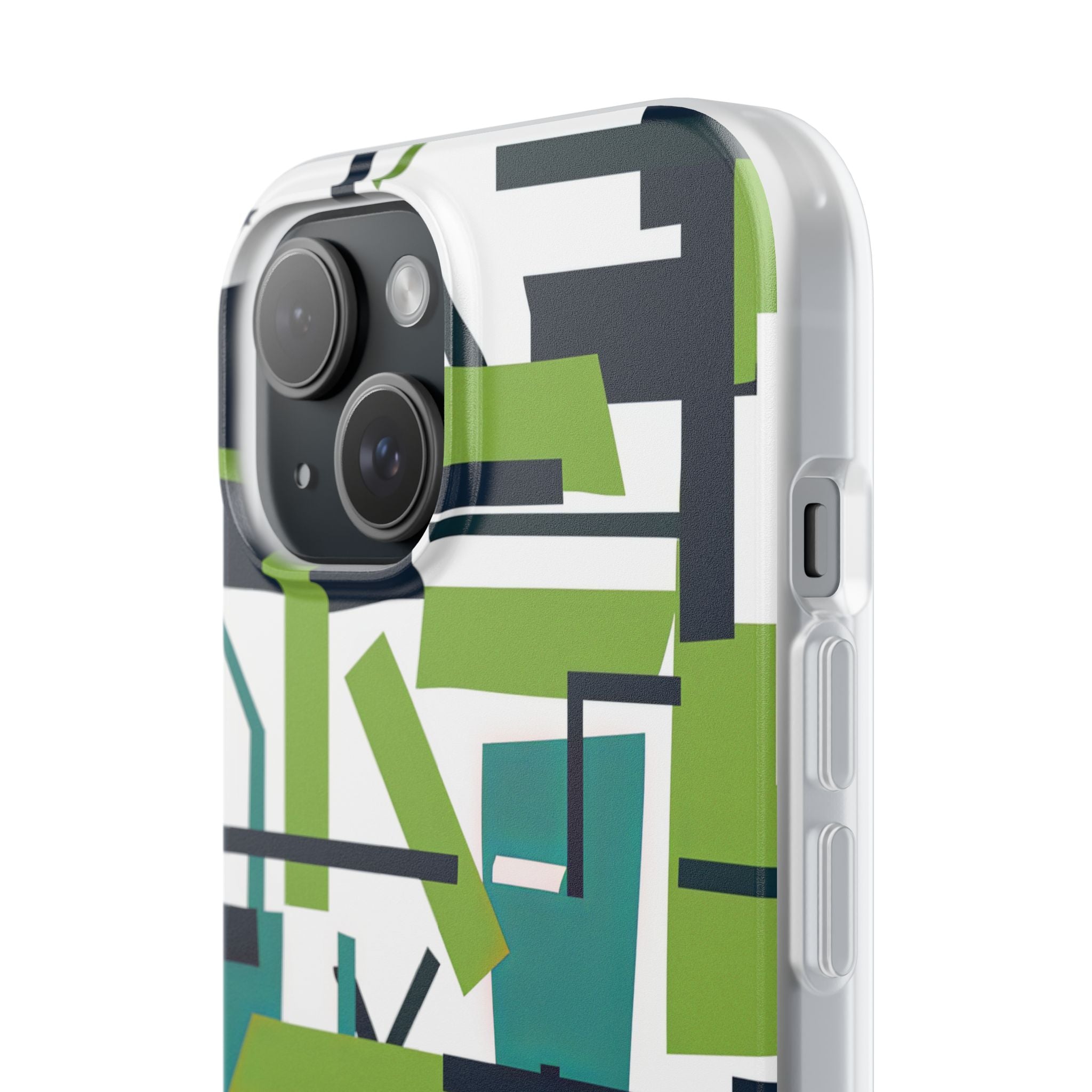 Green Geometry Glide iPhone 15 - Flexi Phone Case