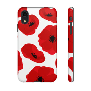 Red poppies on white iPhone case (Protective) - Protective Phone Case