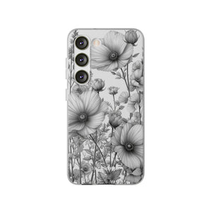 Monochrome Flora | Flexible Handyhülle für Samsung Galaxy