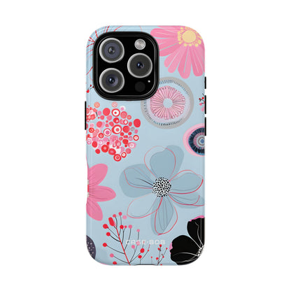 Floral Radiance Blue iPhone 16 Pro Case - Tough