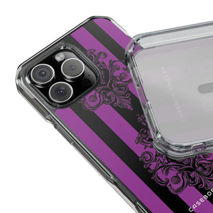 Gothic Elegance with Vertical Stripes and Ornamental Motifs iPhone 16 - Clear Impact Phone Case