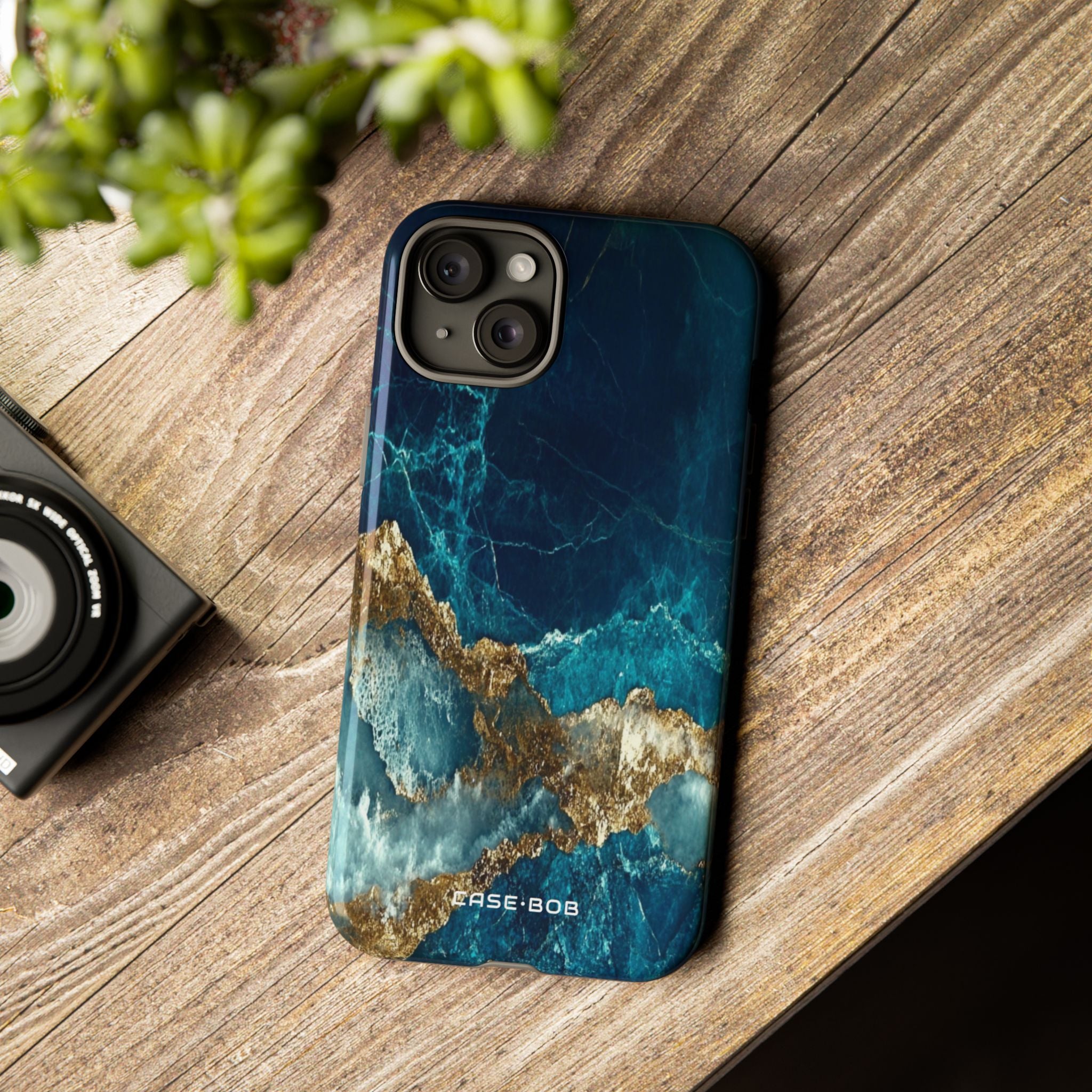 Jagged Gold Split iPhone 15 Plus Case - Tough