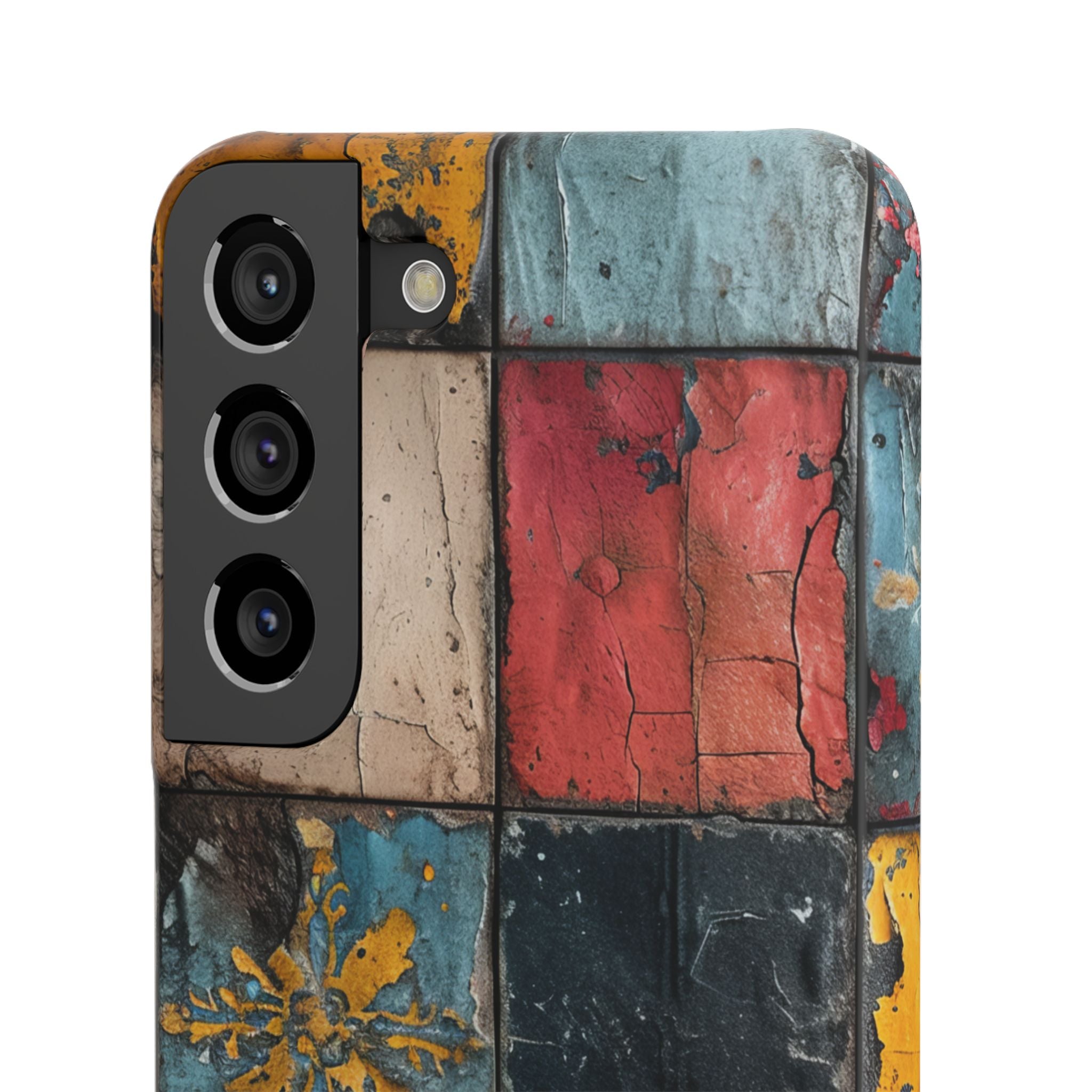 Rustic Red-Yellow Vintage Tiles - Slim Samsung S22 Phone Case