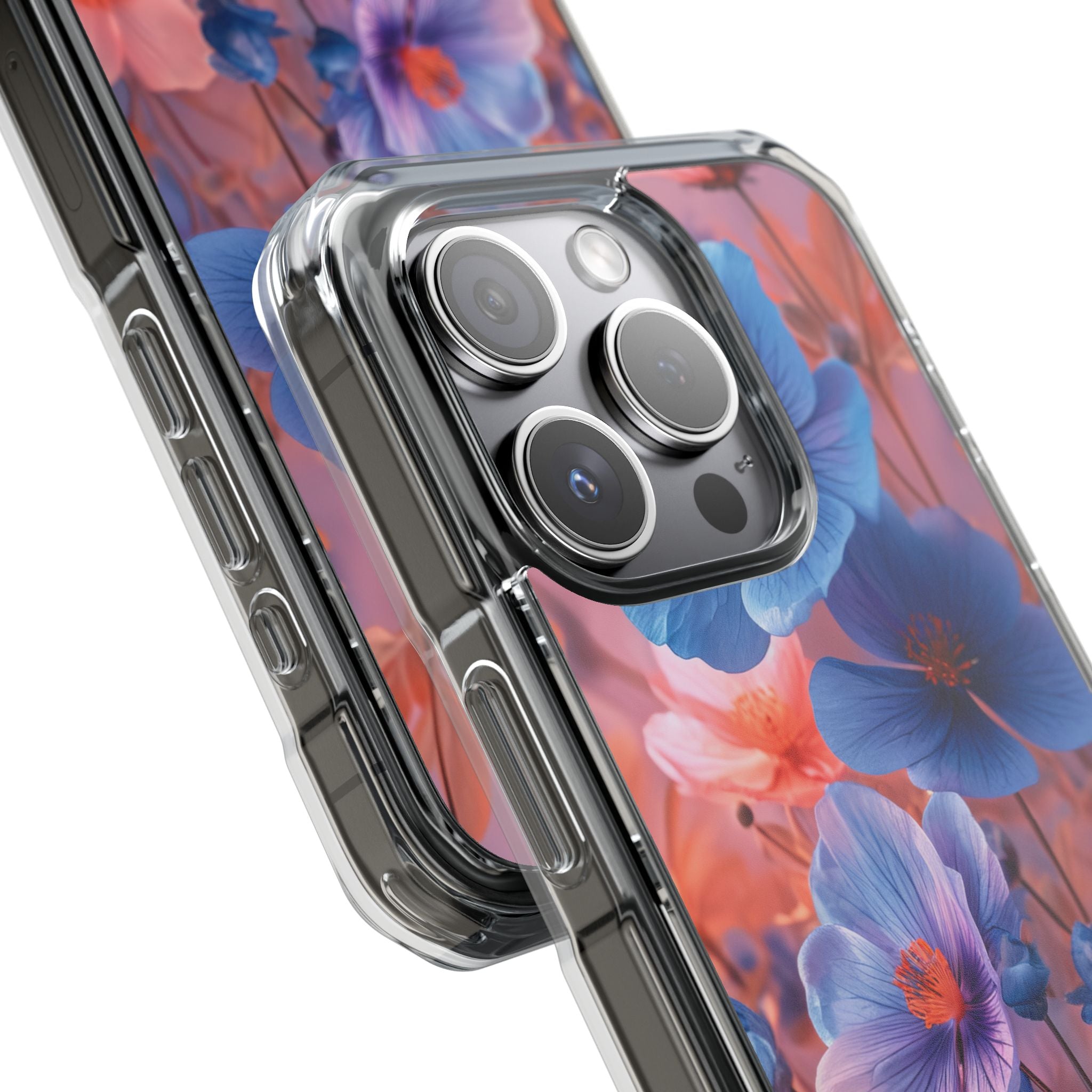 Blue Peach Blossoms - Clear Impact iPhone 15 Phone Case