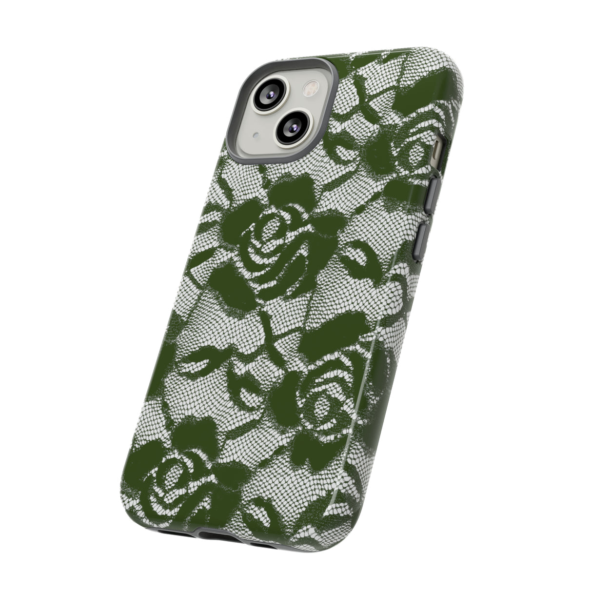 Green Lace Gothic Flower - Protective Phone Case