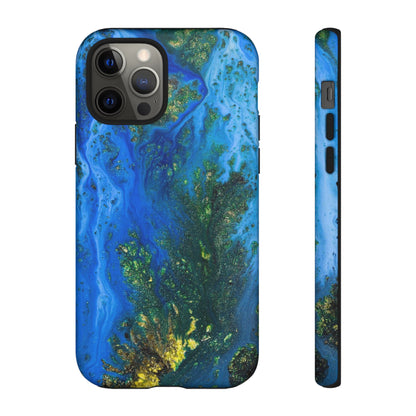 Blue Globe Ink Art iPhone Case (Protective) iPhone 12 Pro Matte Phone Case