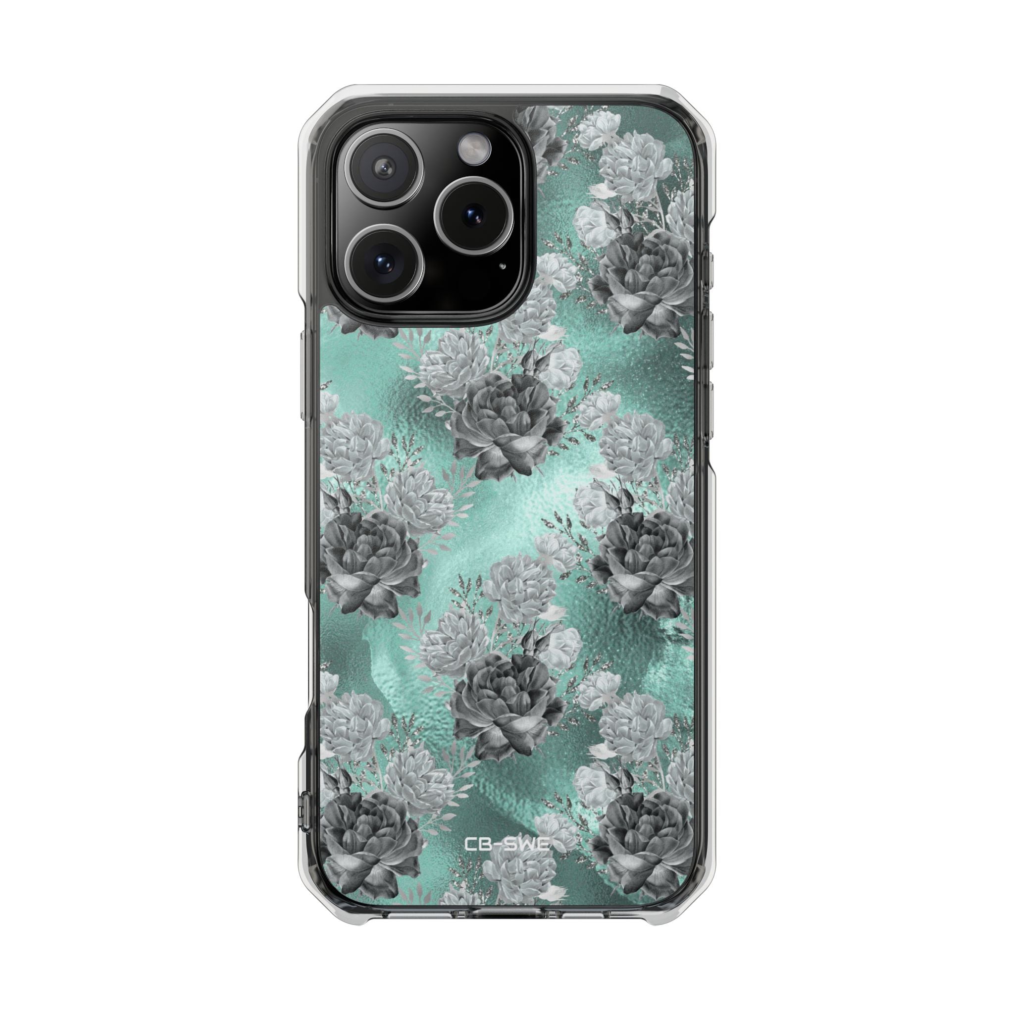 Teal Floral Elegance iPhone Case - Impact