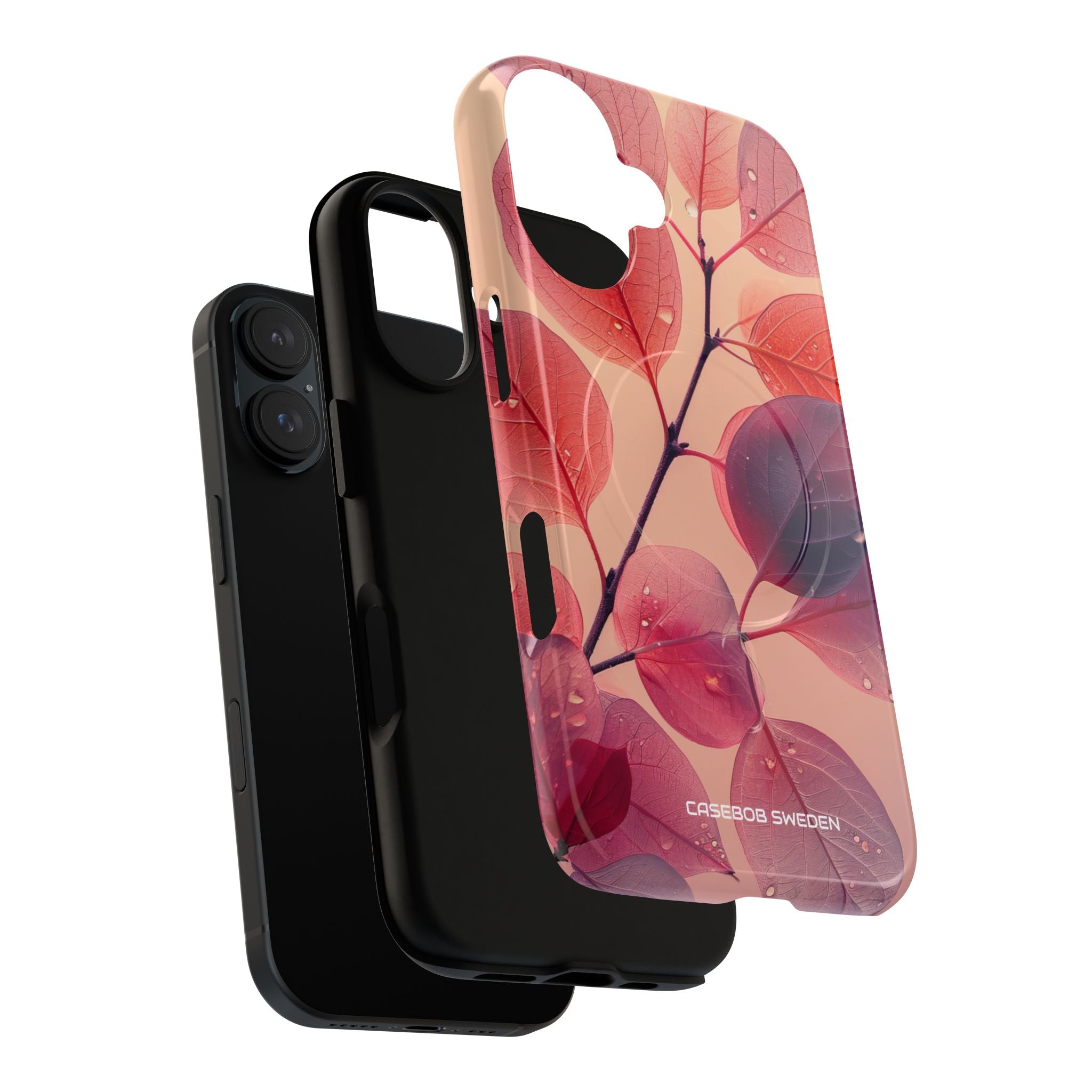 Pink Serenity Leaf Design - Tough + MagSafe® iPhone 16 Phone Case