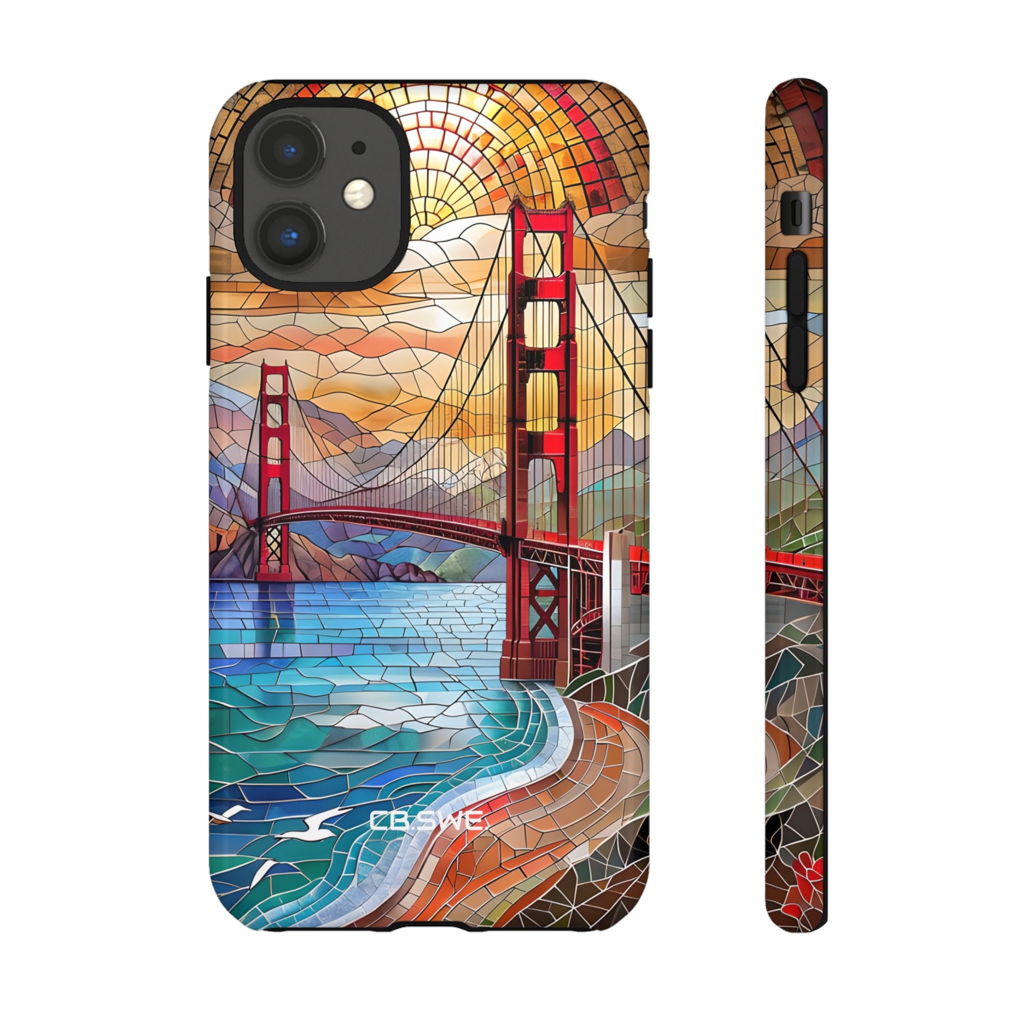 Vibrant Mosaic Golden Gate Bridge Artwork iPhone 11 - Tough