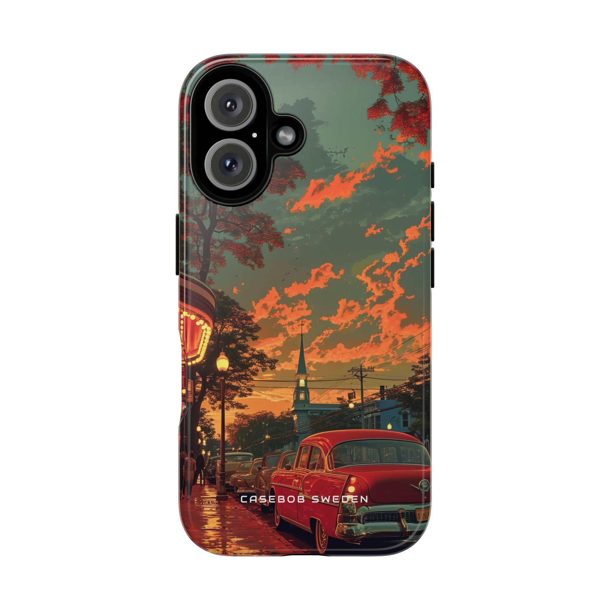 Mid-Century Nostalgia Streetscape iPhone 16 - Tough Phone Case