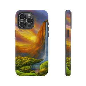 Fantasy Landscape with Waterfall - Protective Phone Case