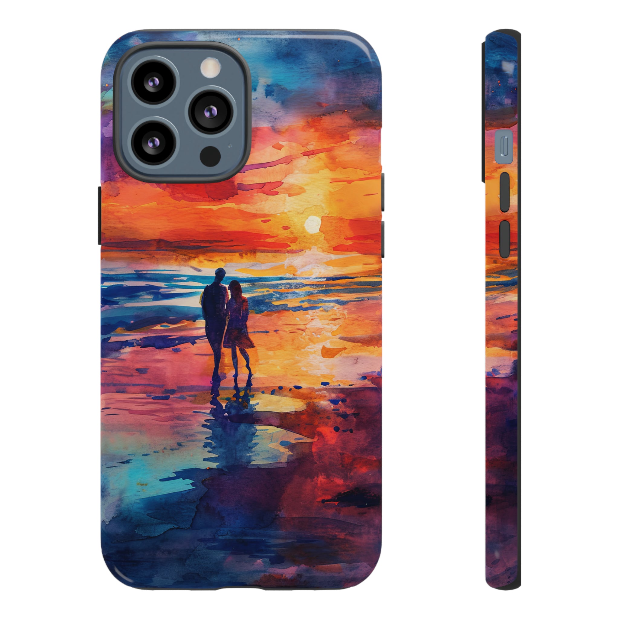 Beach Sunset Love Silhouettes - Protective Phone Case