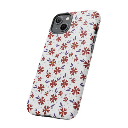 Red Flower Pattern - Protective Phone Case