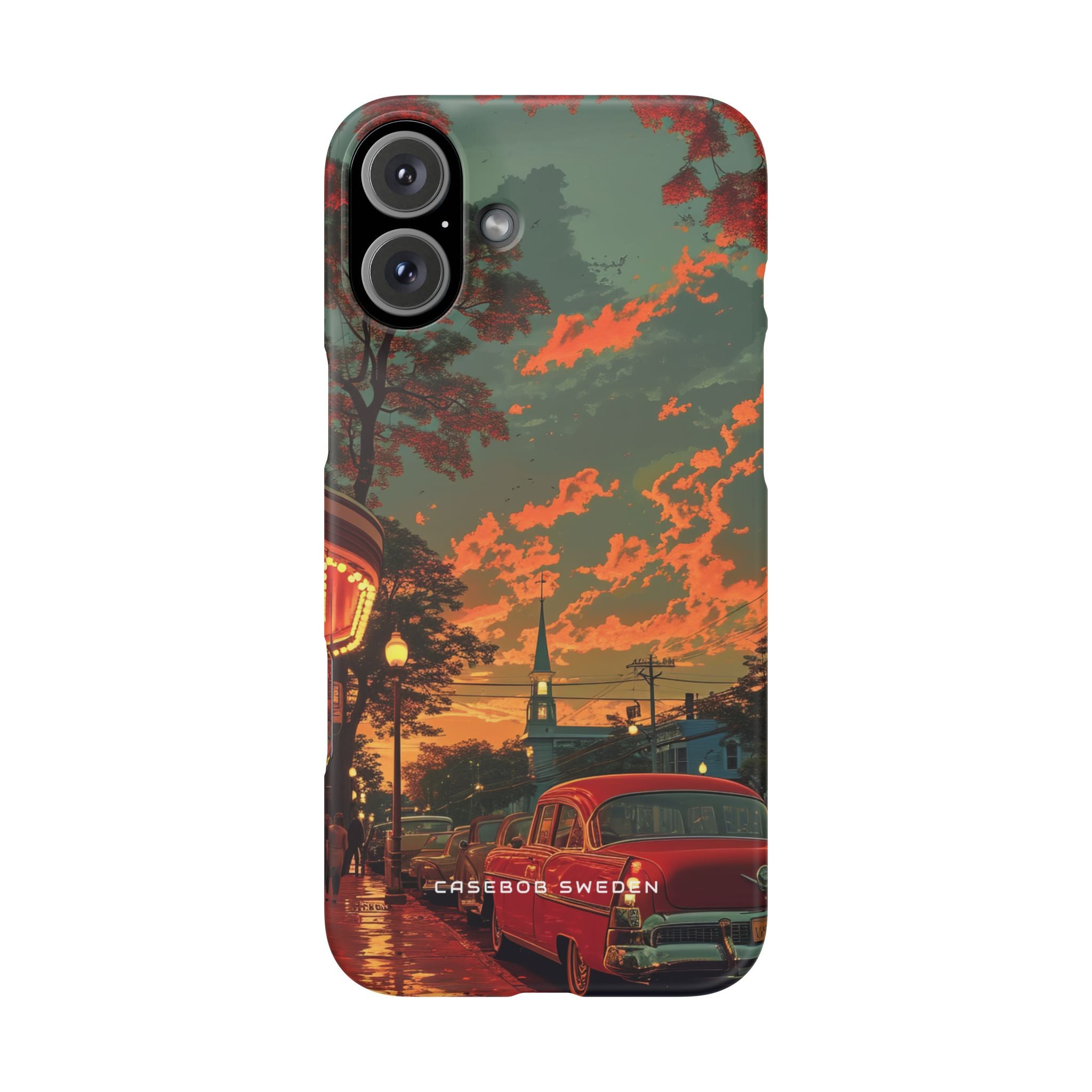 Mid-Century Nostalgia Streetscape iPhone 16 - Slim Phone Case