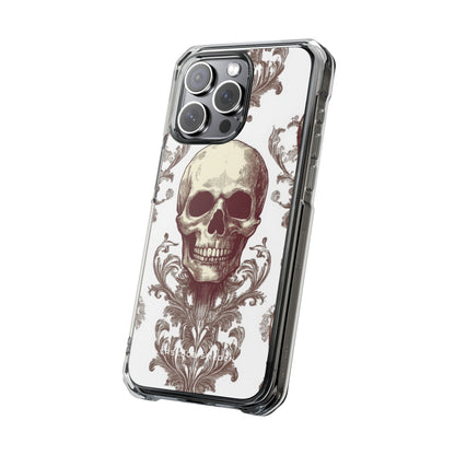 Gothic Skulls and Ornate Foliage iPhone 15 - Clear Impact Phone Case