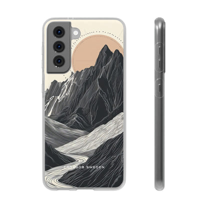 Minimalist Mountain Landscape with Flowing River Samsung S21 - Flexi Phone Case