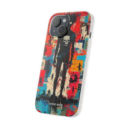 Spiky Skull Silhouette iPhone 15 Case - Soft