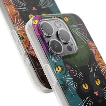 Teal Cat Grid iPhone 15 Pro Case - Soft