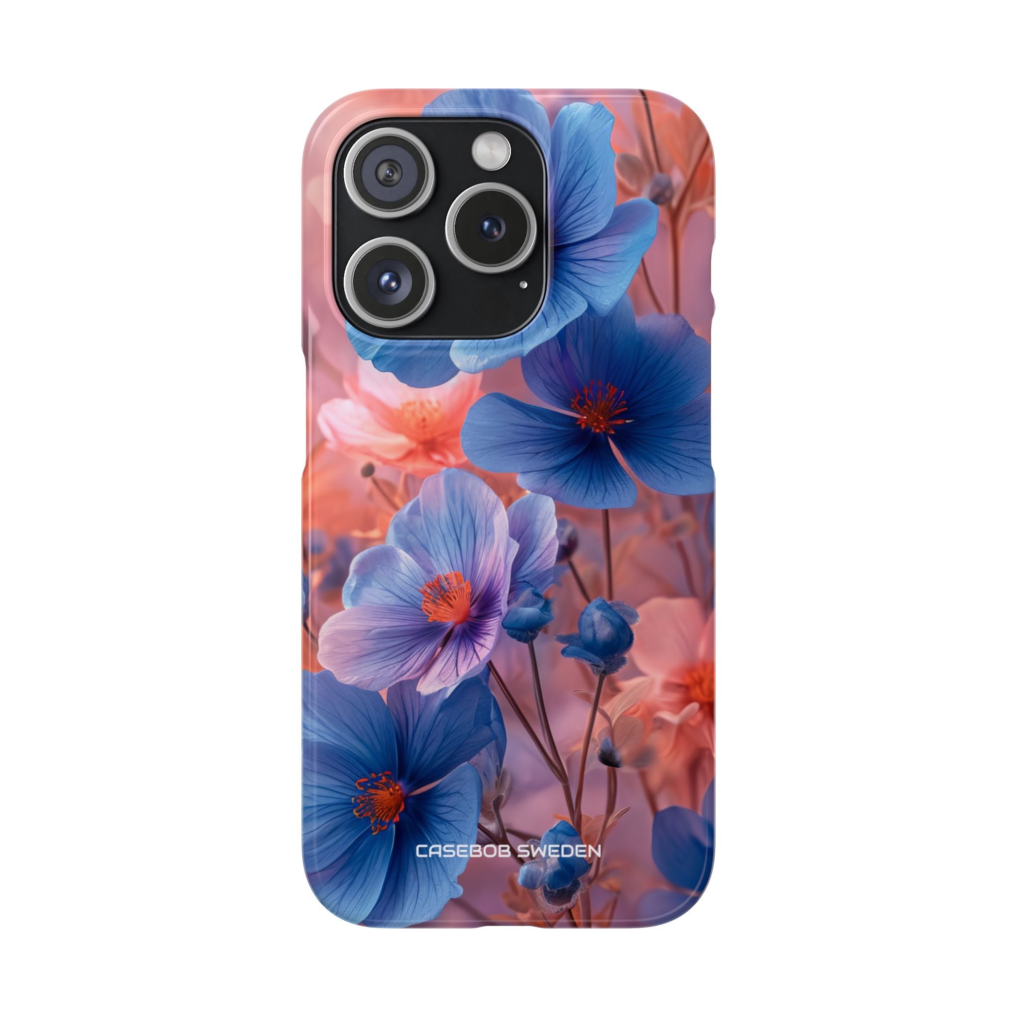 Blue Peach Blossoms - Slim iPhone 15 Phone Case